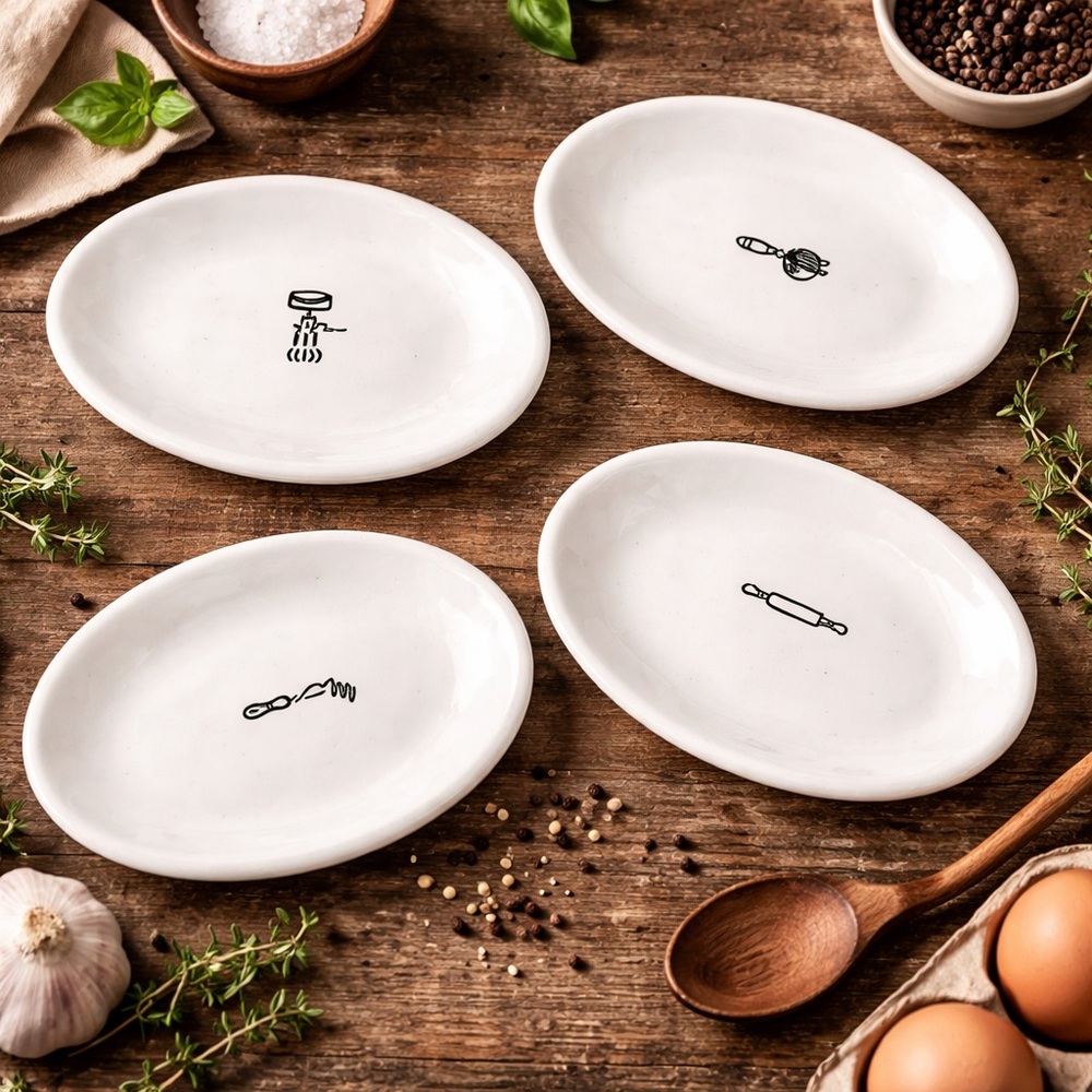 At Home Vintage America Utensils Cooking Serving Ceramic Plates